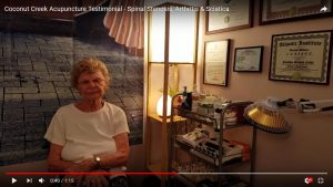 Acupuncture in Coconut Creek Fl Testimonial Sciatica Stenosis Arthritis Knee Pain