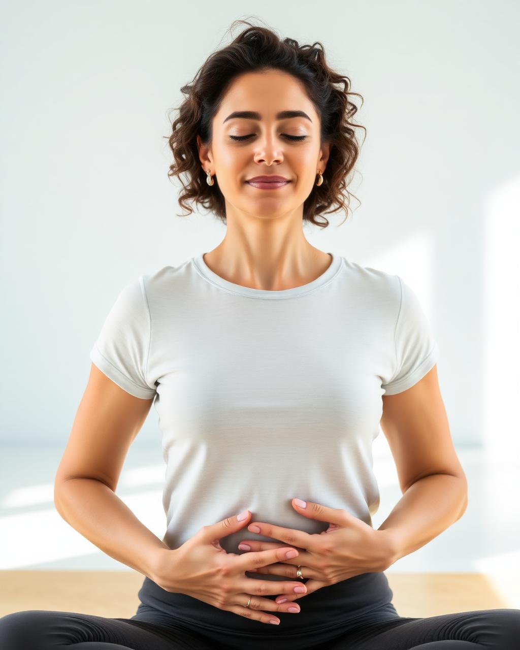Woman experiencing calm digestive wellness after acupuncture care