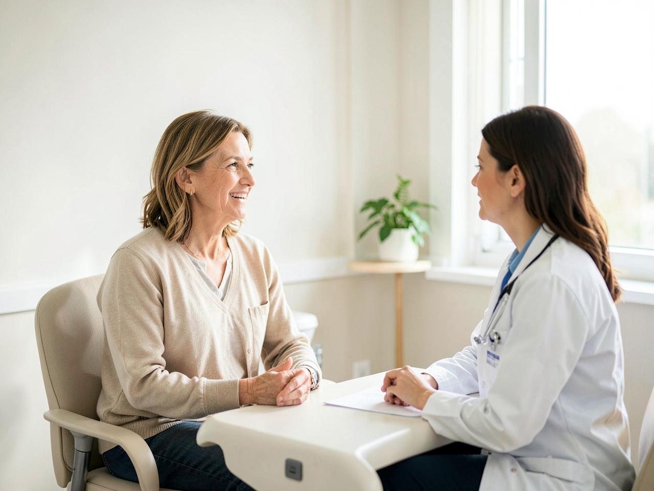 Patient talking with her physician during a consultation